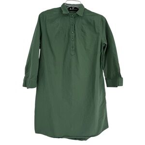 Tuckernuck Pomander Place Forest Green dress 3/4 Sleeve collared cotton size XS